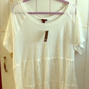 Torrid white shirted babydoll top